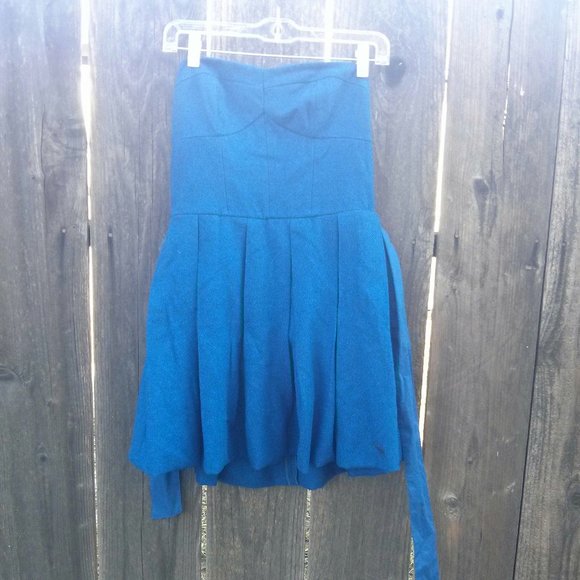 NWT A&F Blue Strapless Wool Blend Dress - Picture 1 of 11